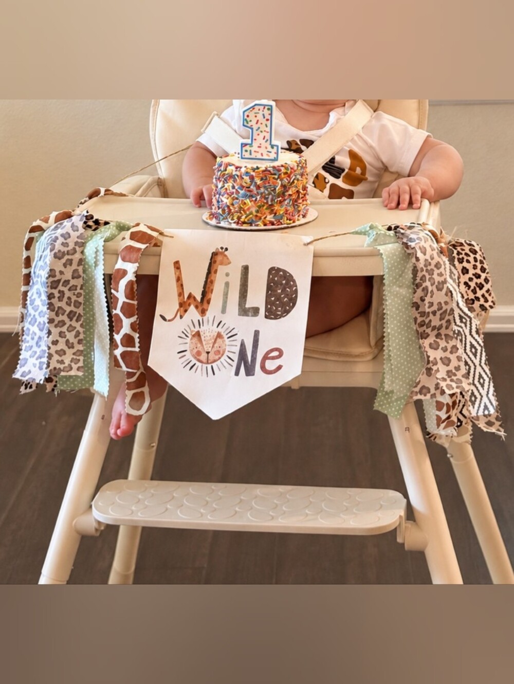 Wild One 1st Birthday High Chair Banner Safari Jungle Animal Decor